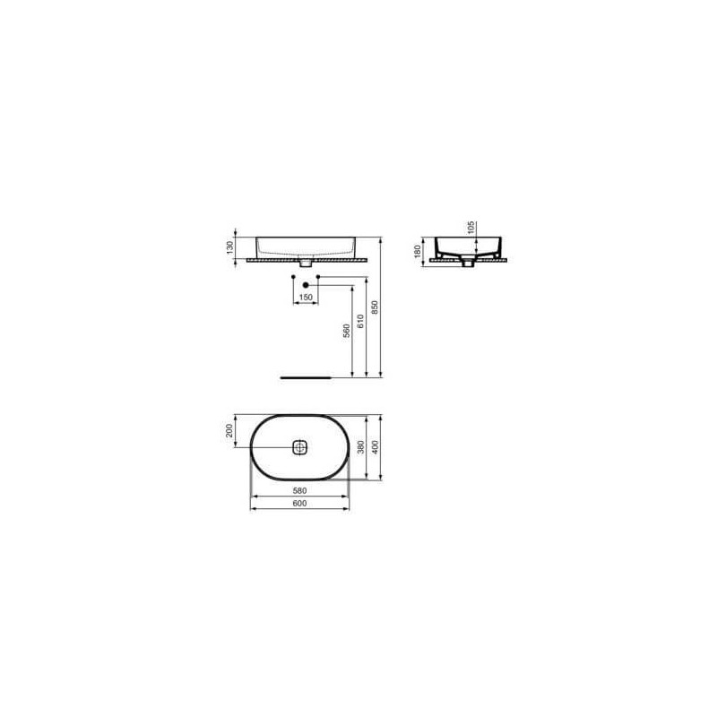 Umywalka Nablatowa Strada II Biała 60x40 T298101 Ideal Standard