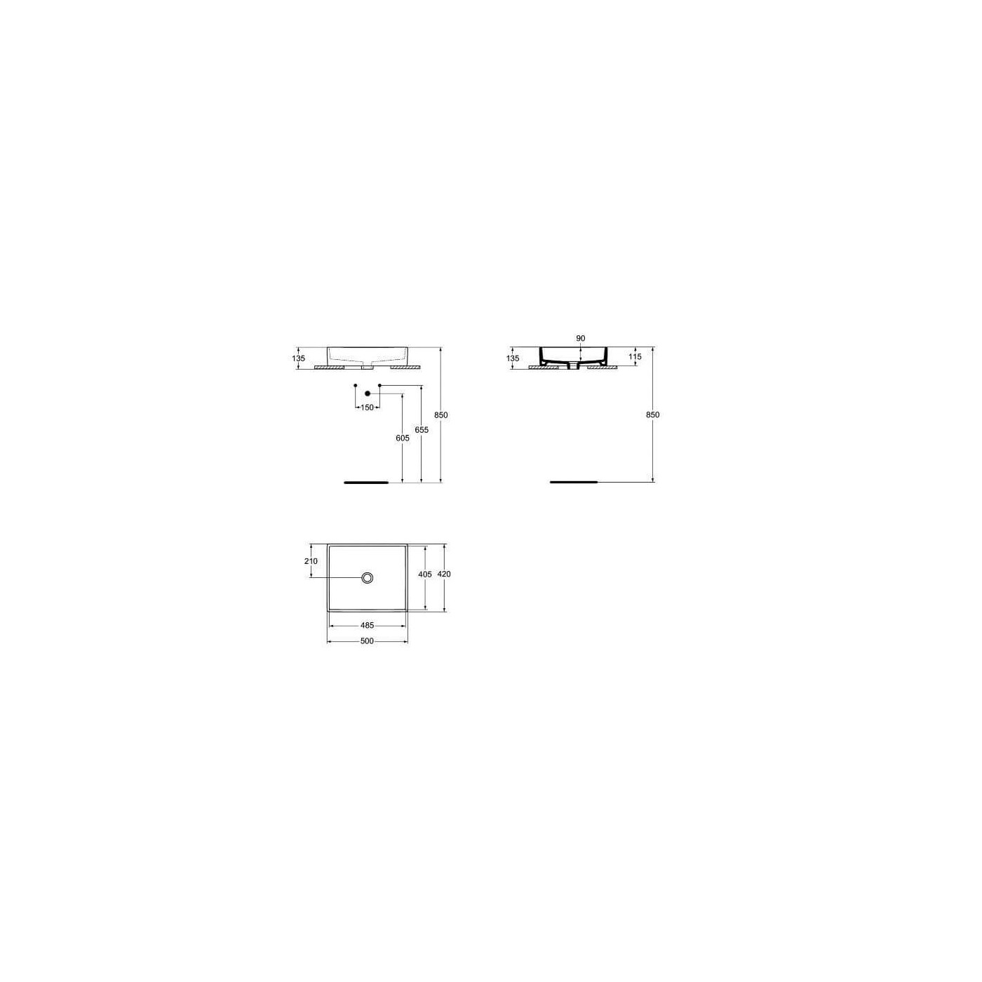 Umywalka Nablatowa Strada Biała 50x42 K077601 Ideal Standard