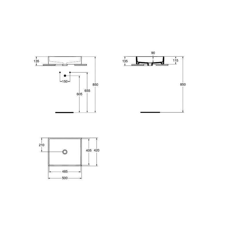 Umywalka Nablatowa Strada Biała 50x42 K077601 Ideal Standard