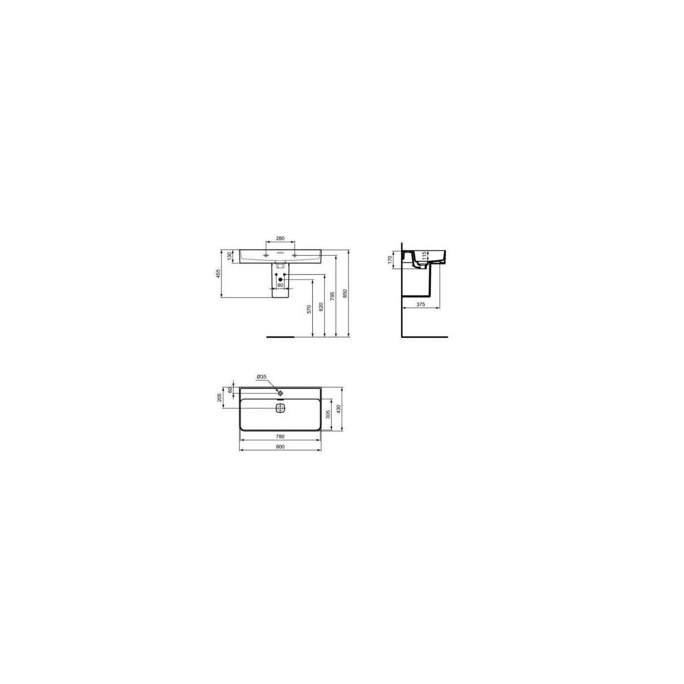 Umywalka Strada II Biała 60x42,8 T300001 Ideal Standard