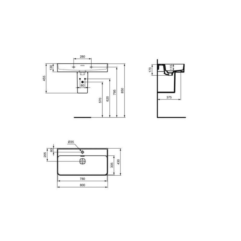 Umywalka Strada II Biała 60x42,8 T300001 Ideal Standard
