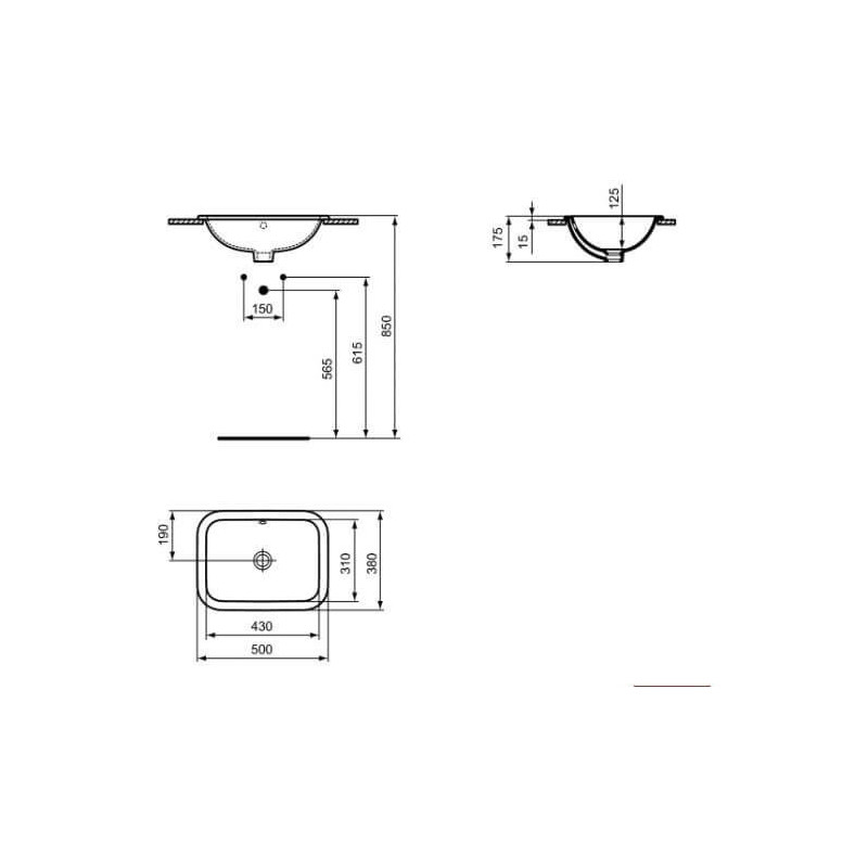 Umywalka Wpuszczana W Blat Connect Biała 50x38 E505701 Ideal Standard