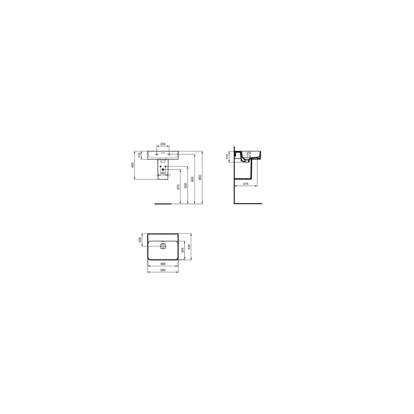 Umywalka Strada II Biała 50x43 T363701 Ideal Standard