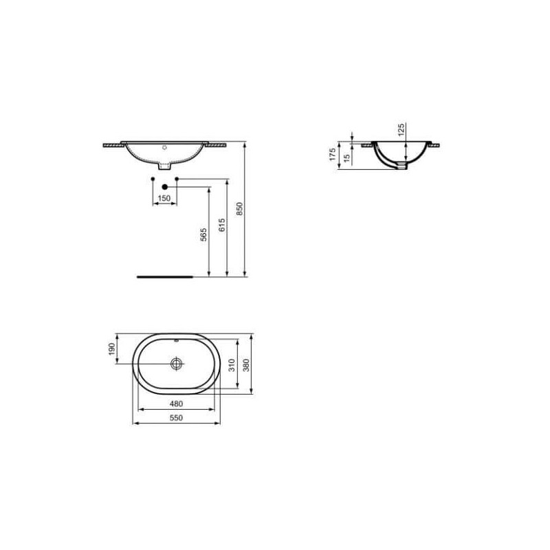 Umywalka Wpuszczana W Blat Connect Biała 55x38 E504701 Ideal Standard