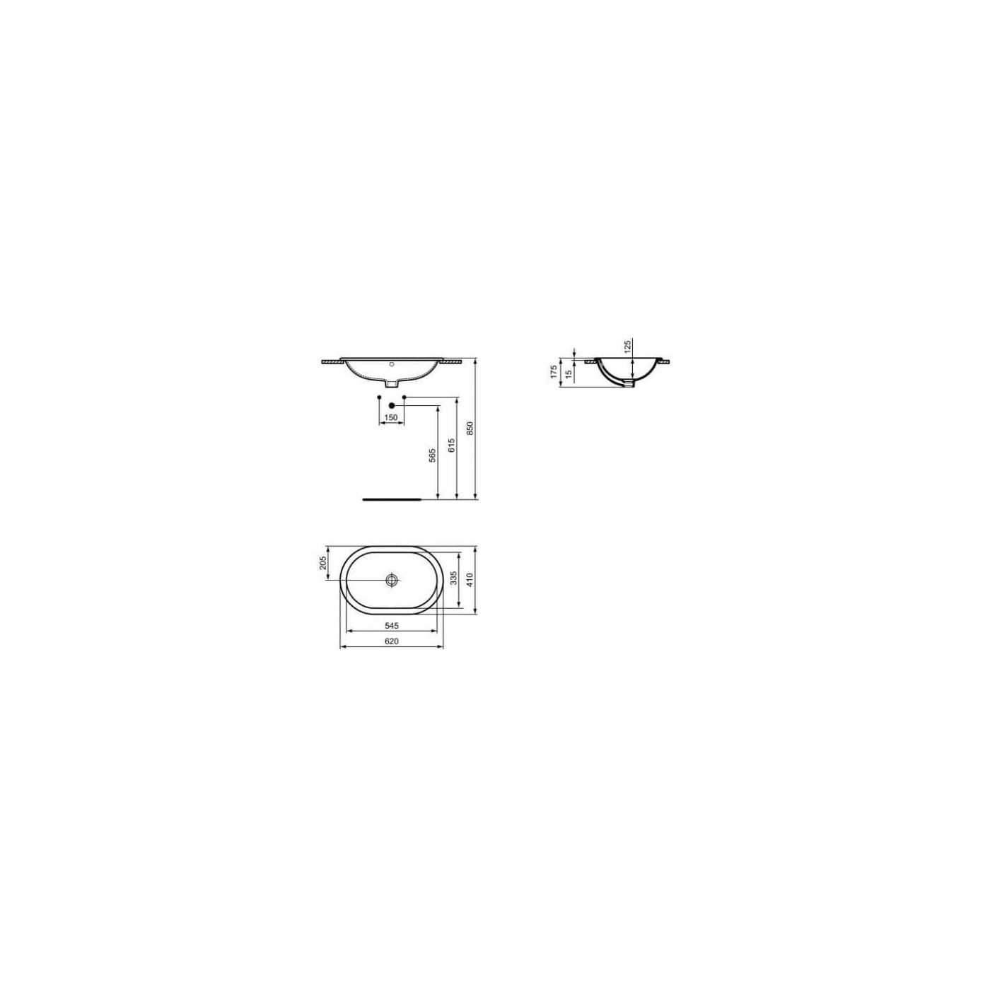 Umywalka Wpuszczana W Blat Connect Biała 62x41 E504901 Ideal Standard