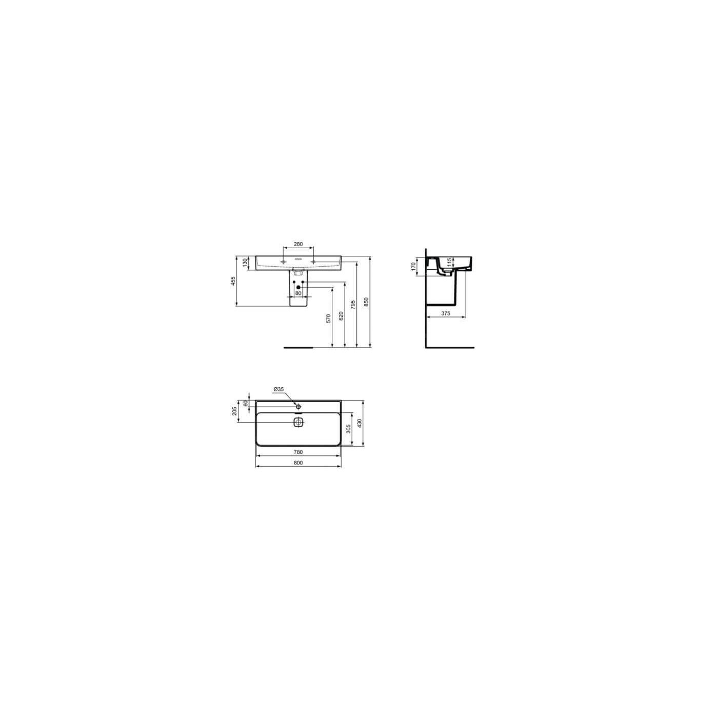 Umywalka Strada II Biała 80x43 T300101 Ideal Standard