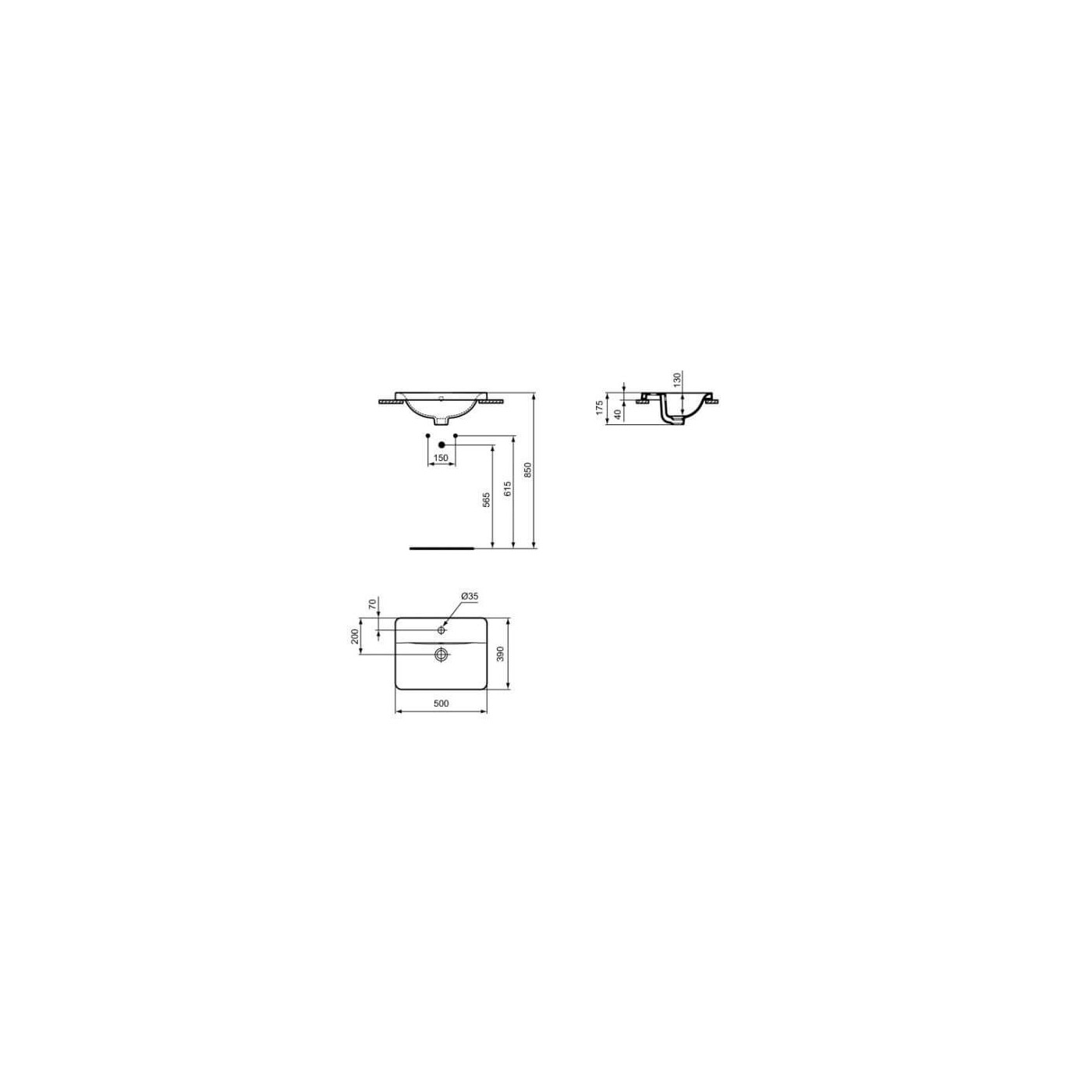 Umywalka Wpuszczana W Blat Connect Biała 50x39 E504301 Ideal Standard