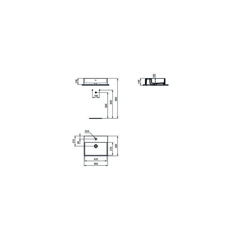 Umywalka Nablatowa Strada Biała 50x42 K081601 Ideal Standard