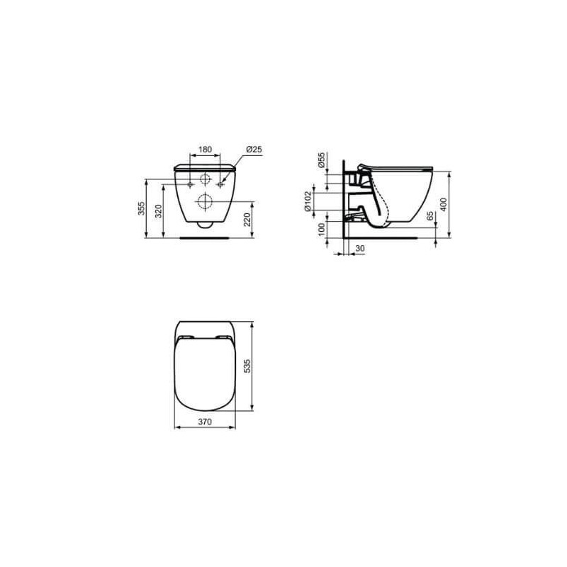 Miska Wisząca Tesi Biały 36,5x53,5 T007901 Ideal Standard