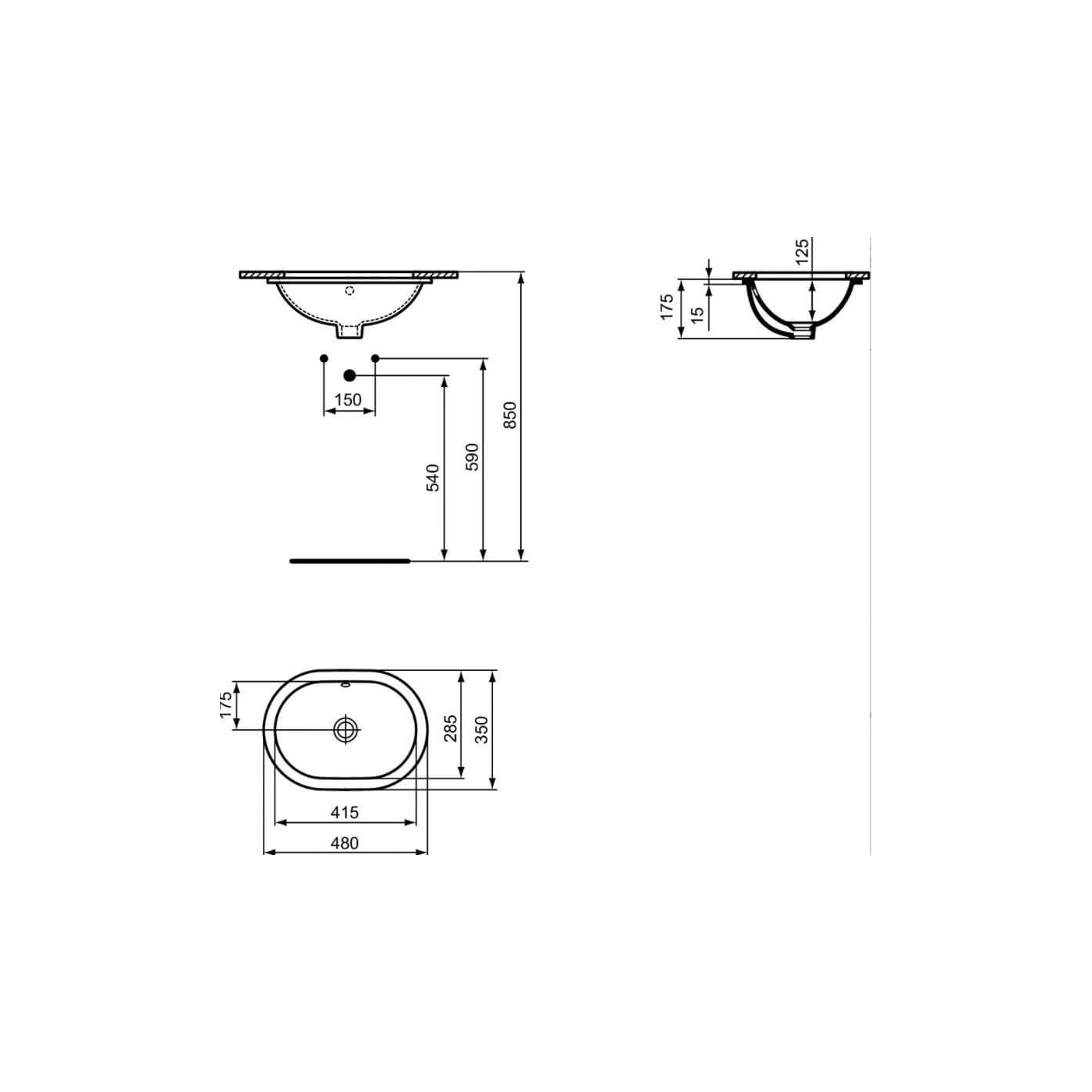 Umywalka Podblatowa Owalna Connect Biały 48x31 E504601 Ideal Standard