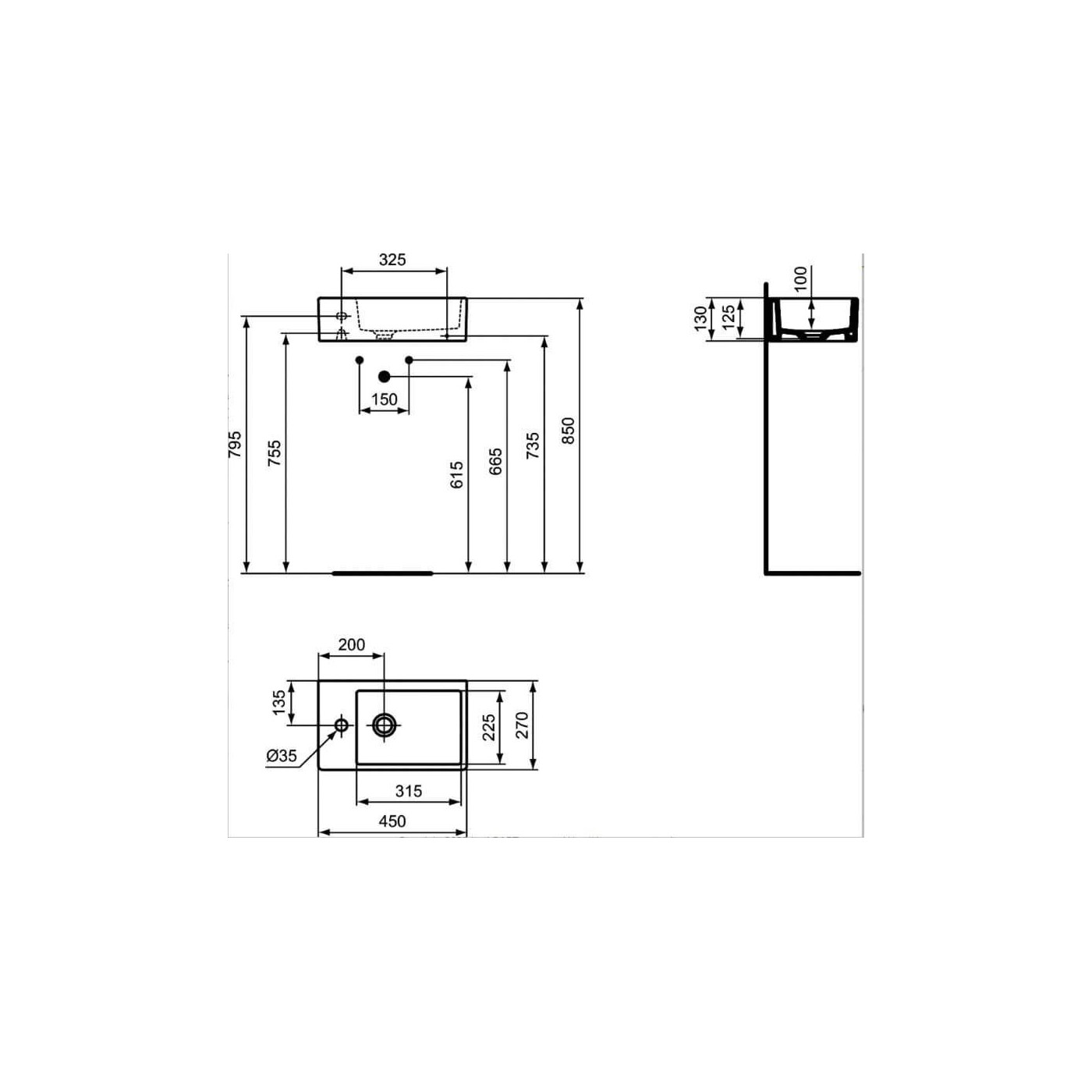 Umywalka Strada Biały 45X27 K081701 Ideal Standard