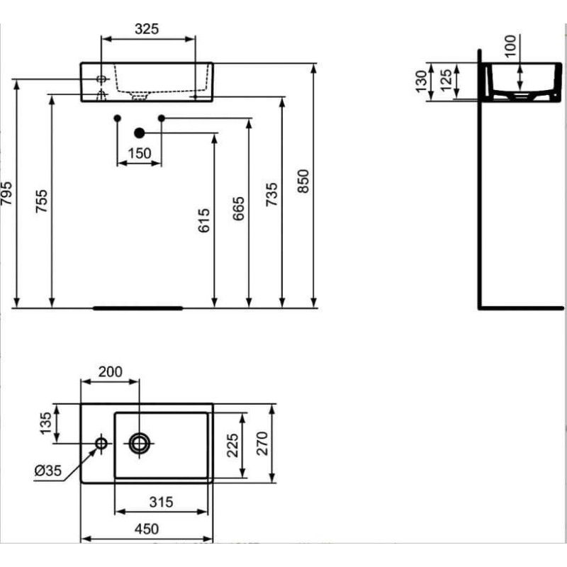 Umywalka Strada Biały 45X27 K081701 Ideal Standard
