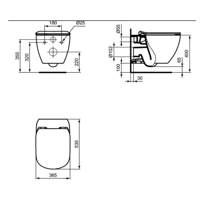 Miska WC Wisząca Aquablade Tesi Czarny Mat 53,5x36,5 T0079V3 Ideal Standard