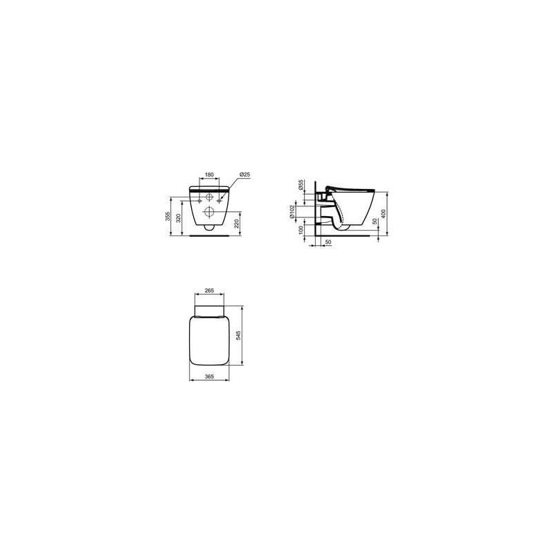Miska WC Wisząca Aquablade Strada 2 Biały 54,5x36,5 T299701 Ideal Standard