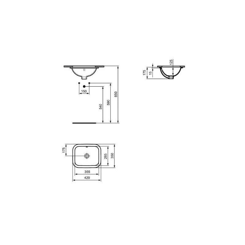 Umywalka Podblatowa Connect Biały 42x35 E505601 Ideal Standard