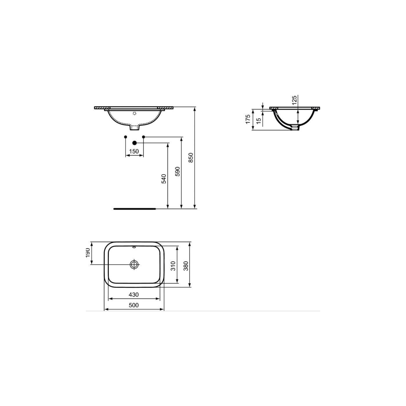 Umywalka Podblatowa Connect Biały 50x33 E505801 Ideal Standard