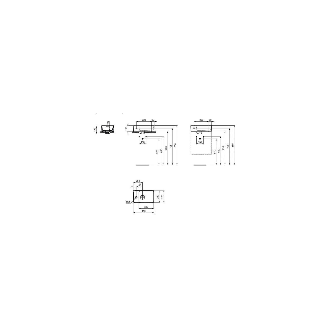 Umywalka Lewa Strada 2 Biały 45x27 T299501 Ideal Standard