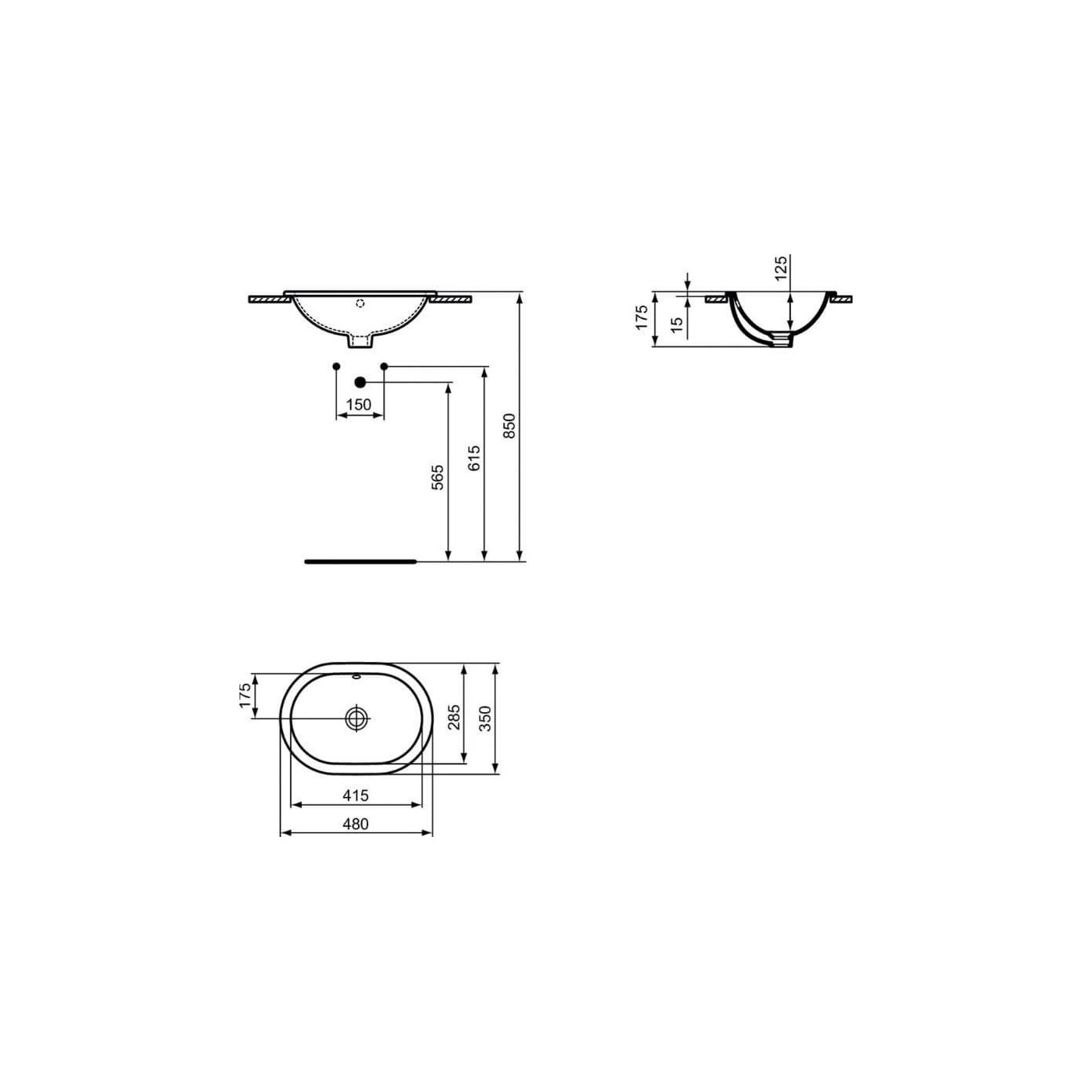 Umywalka Wpuszczana W Blat Connect Biały 48x35 E504501 Ideal Standard