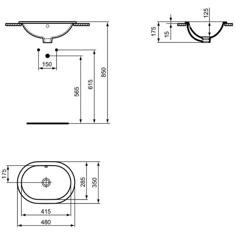 Umywalka Wpuszczana W Blat Connect Biały 48x35 E504501 Ideal Standard
