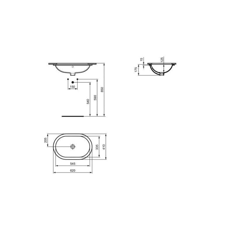 Umywalka Podblatowa Connect Biały 62x41 E505001 Ideal Standard