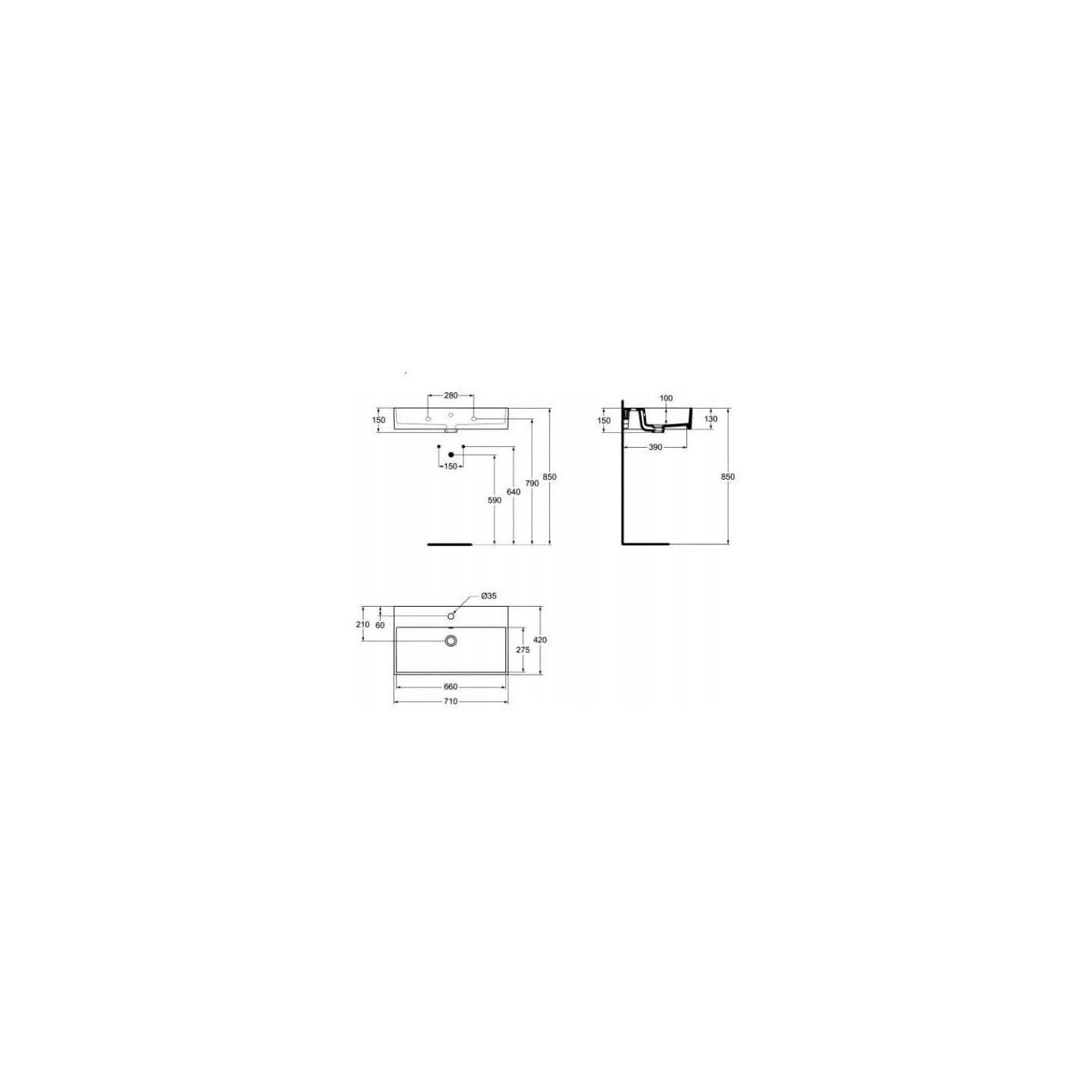 Umywalka Strada Biały 70x41 K078201 Ideal Standard