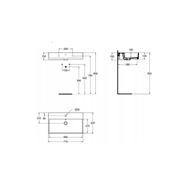 Umywalka Strada Biały 70x41 K078201 Ideal Standard