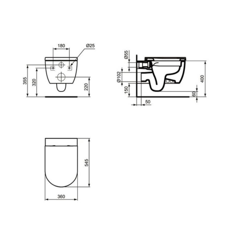 Atelier Blend Curve T520601 Miska WC Podwieszana Z Deską Wolnoopadającą T465501+T376001 Ideal Standard