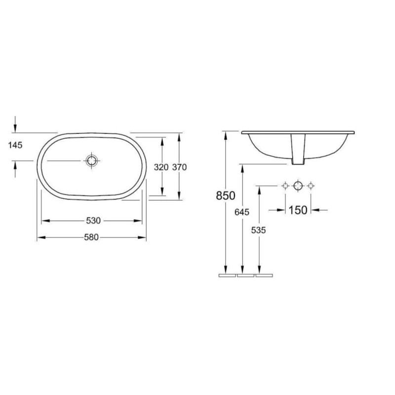 Umywalka Podblatowa O.Novo 53x32 Weiss Alpin 41625001 Villeroy&Boch