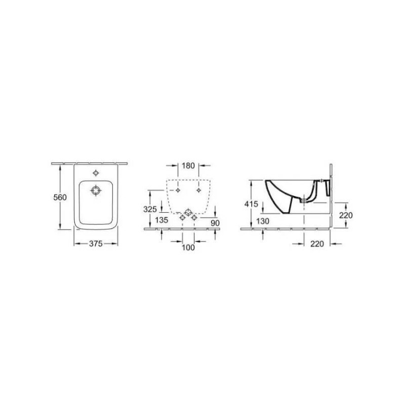 Bidet Wiszący Venticello 37,5x56 CeramicPlus Weiss Alpin 441100R1 Villeroy&Boch