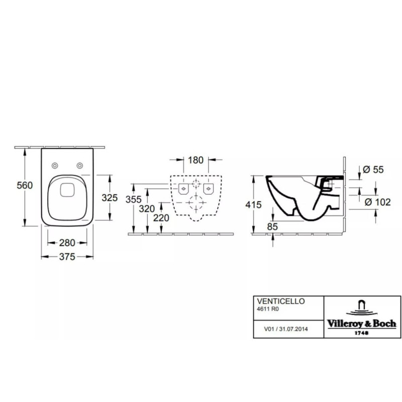 Miska WC Venticello Z Deską Wolnoopadającą Weiss Alpin 4611RL01 Villeroy&Boch
