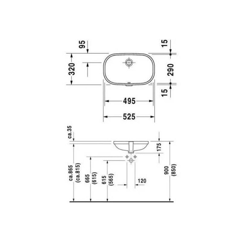Umywalka Podblatowa D-Code 52,5x32 0338490000 Duravit