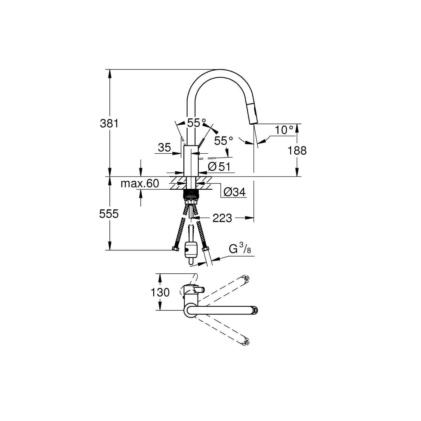 Bateria Kuchenna Eurosmart Cosmopolitan 31481001 Grohe