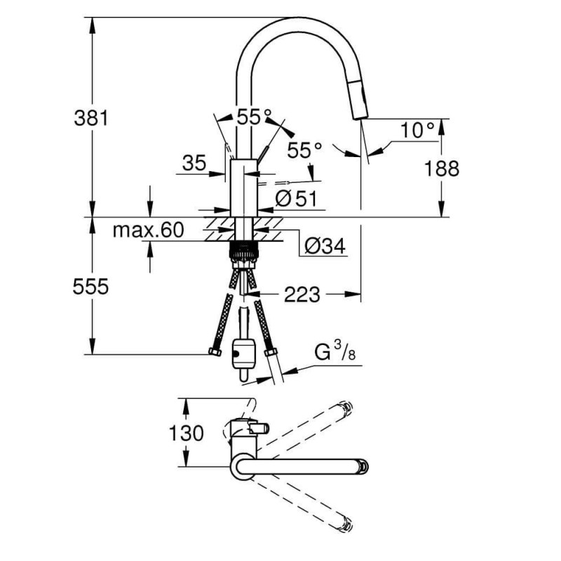 Bateria Kuchenna Eurosmart Cosmopolitan 31481001 Grohe