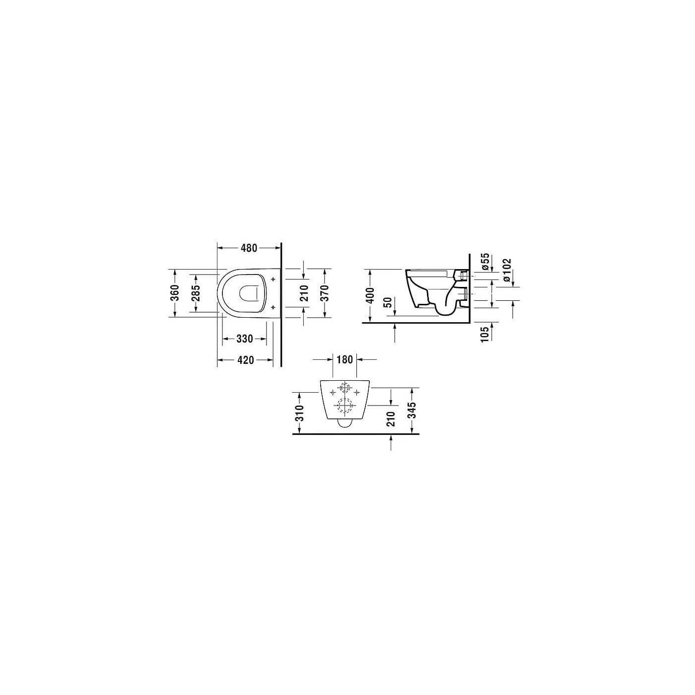 Miska WC Rimless 48 Me By Starck 36,5x48 Z Deską Wolnoopadającą 45300900A1 Duravit
