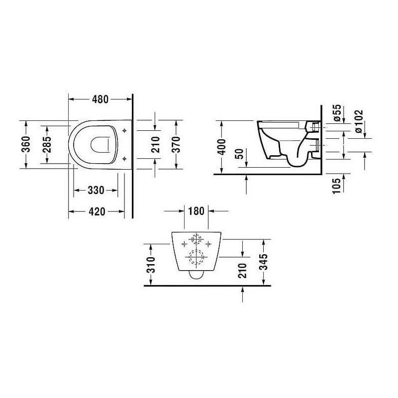 Miska WC Rimless 48 Me By Starck 36,5x48 Z Deską Wolnoopadającą 45300900A1 Duravit