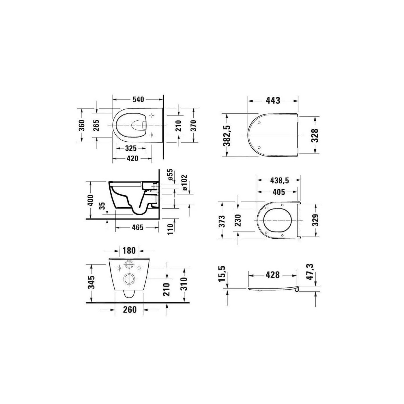 Miska WC Rimless Soleil By Starck 54x37 Z Deską Wolnoopadającą 45910920A1 Duravit