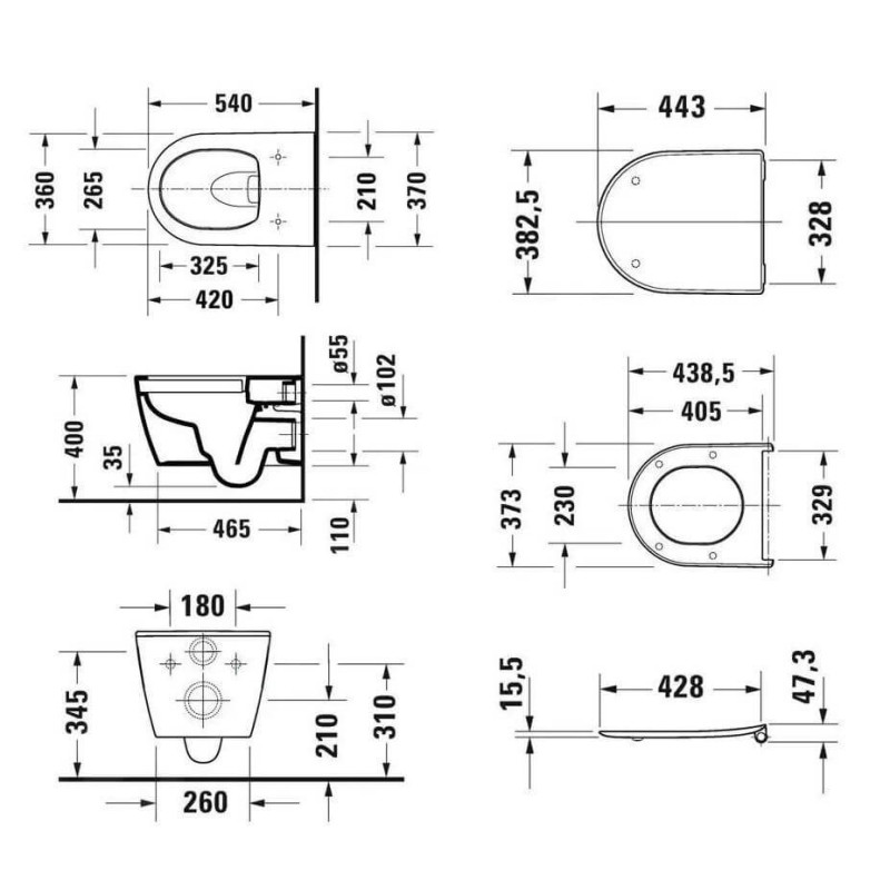 Miska WC Rimless Soleil By Starck 54x37 Z Deską Wolnoopadającą 45910920A1 Duravit
