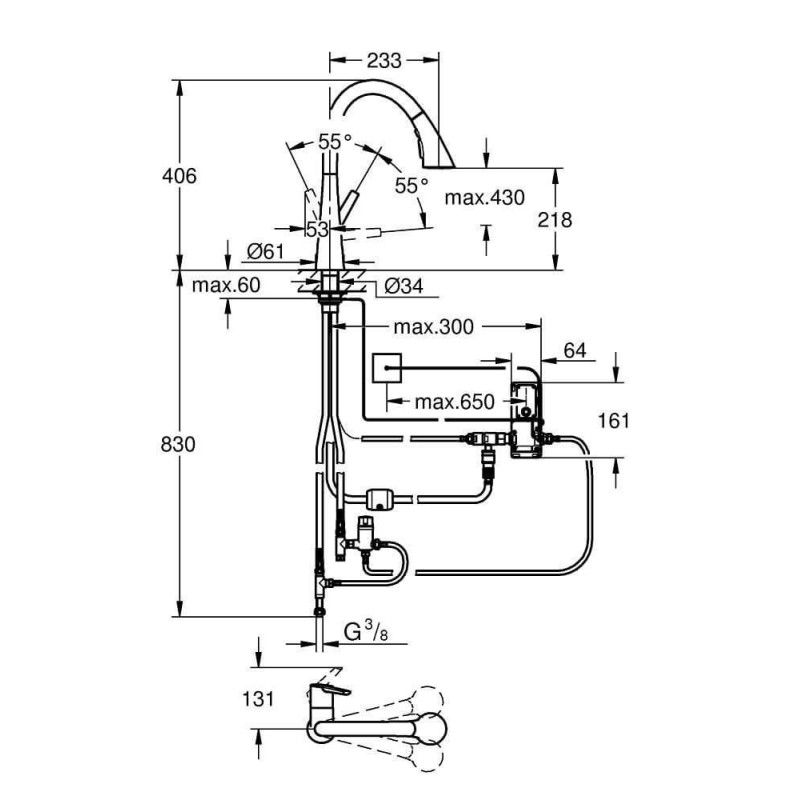 Elektroniczna Jednouchwytowa Bateria Zlewozmywakowa Zedra Touch 30219002 Grohe