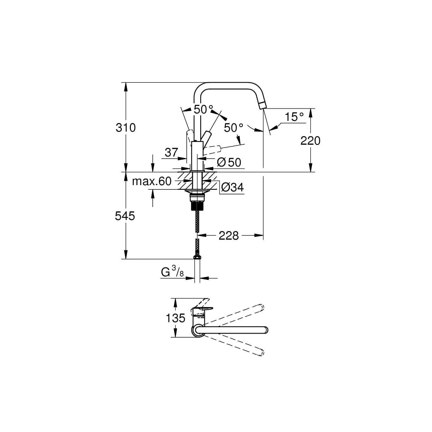 Jednouchwytowa Bateria Zlewozmywakowa Start Matte Black 304702430 Grohe