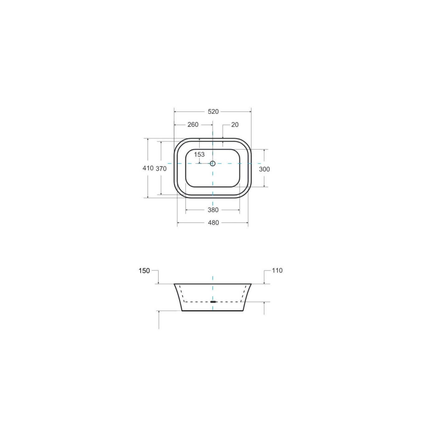 Umywalka Nablatowa Assos 40x50x15 UMD-A-NB Besco