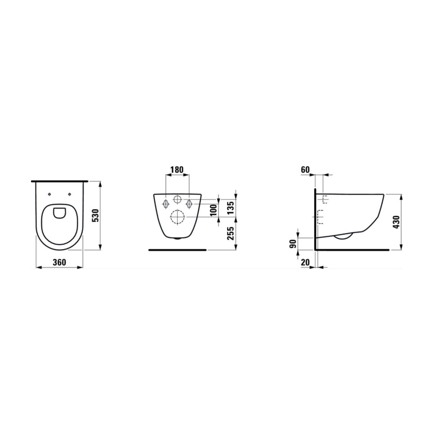 Miska WC Podwieszana Pro Rimless 360x530 H8209667160001 Laufen