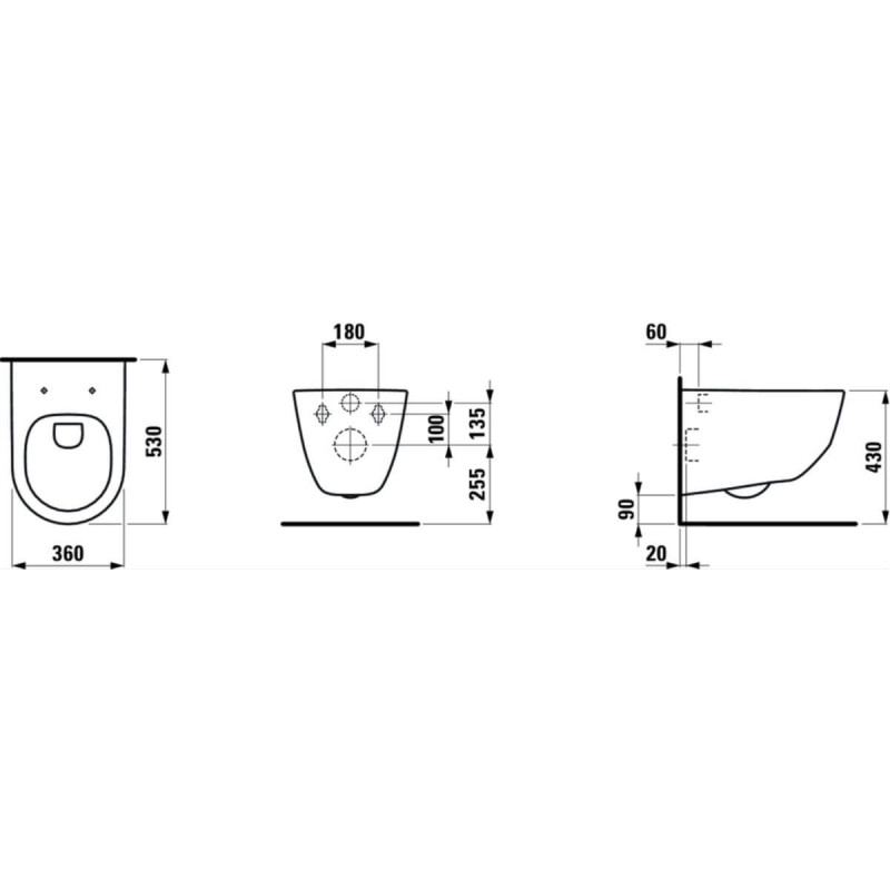 Miska WC Podwieszana Pro Rimless 360x530 H8209667160001 Laufen