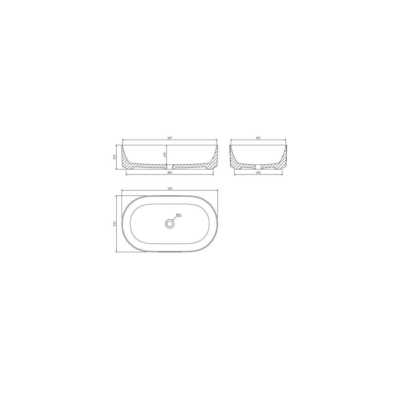 Umywalka Nablatowa Mesa Biały Połysk 53x31 cm MESA530BP Omnires