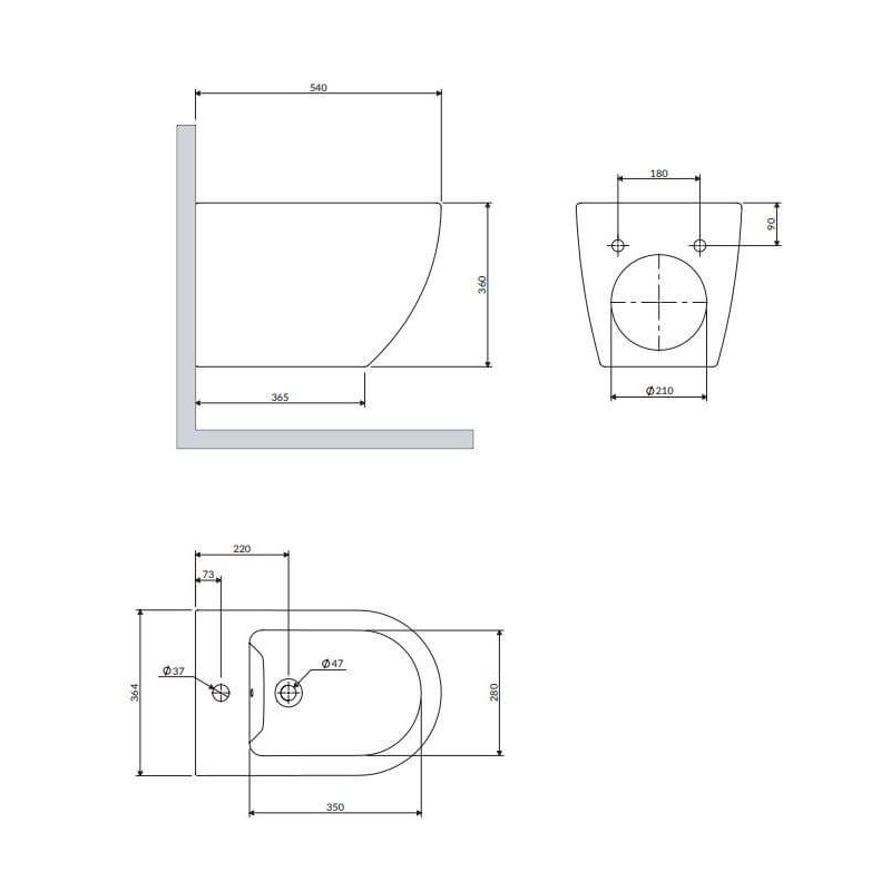 Bidet Wiszący Ottawa Comfort Biały Mat 54x36,5 cm OTTAWACMBIBP Omnires