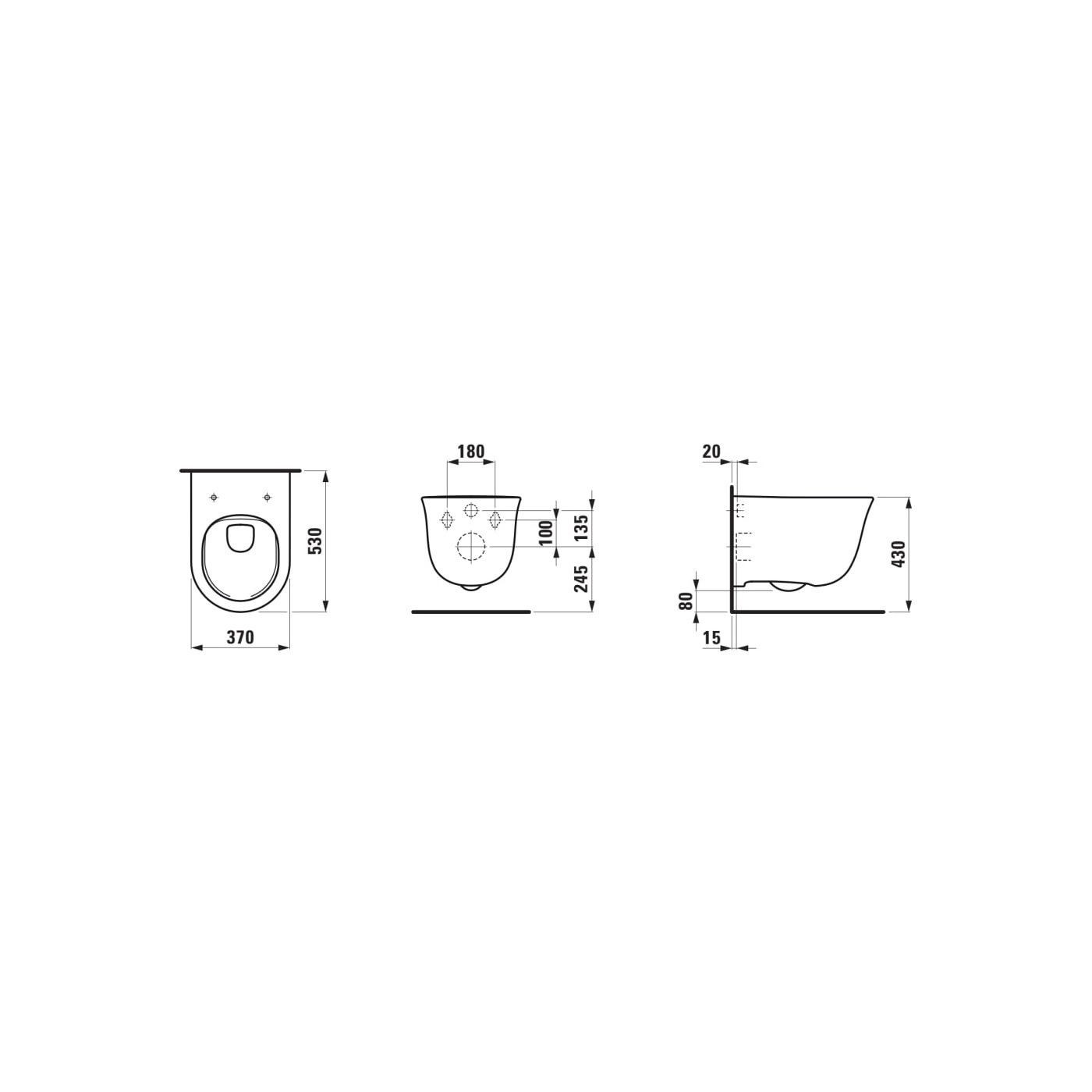 Miska WC Podwieszana Rimless Z Powłoką LCC 530x370 mm The New Classic Biały H8208514000001 Laufen