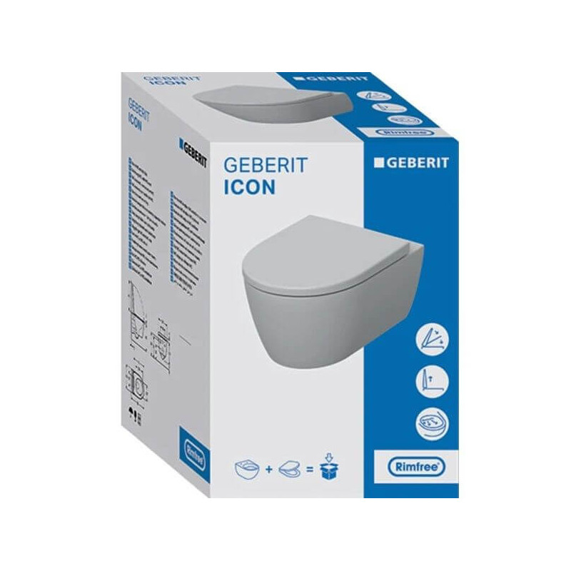 Miska WC Wisząca Rimfree iCon Z Deską Sedesową KeraTect 53x35,5 501.664.00.8 Geberit