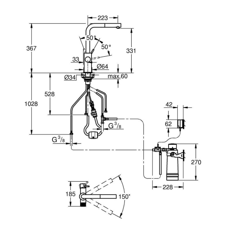 Zestaw Startowy Grohe Blue Pure Minta Z Baterią Filtrującą 30591000 Grohe