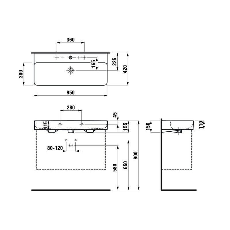 Umywalka Wisząca Val Biały 95x42 H8102870001041 Laufen