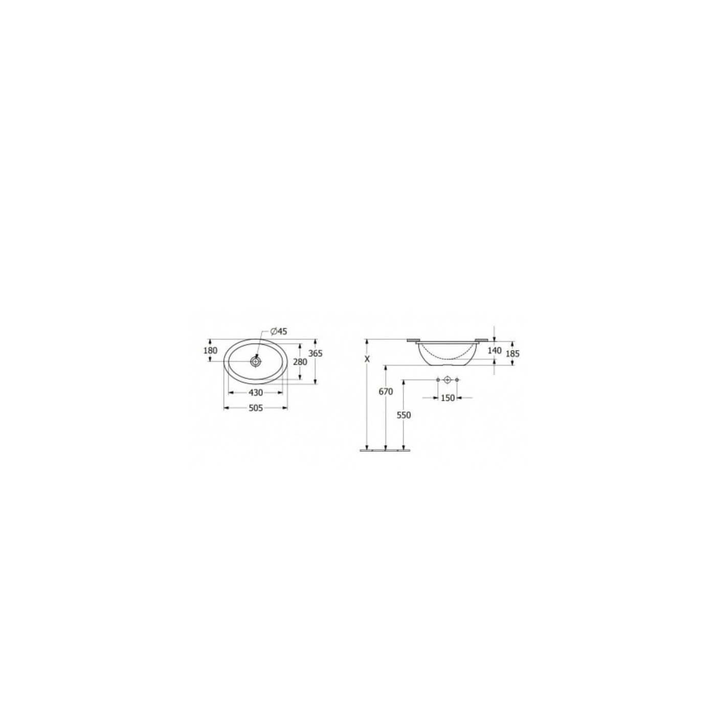 Umywalka Podblatowa Loop & Friends Z Przelewem Weiss Alpin 4A530001 Villeroy&Boch