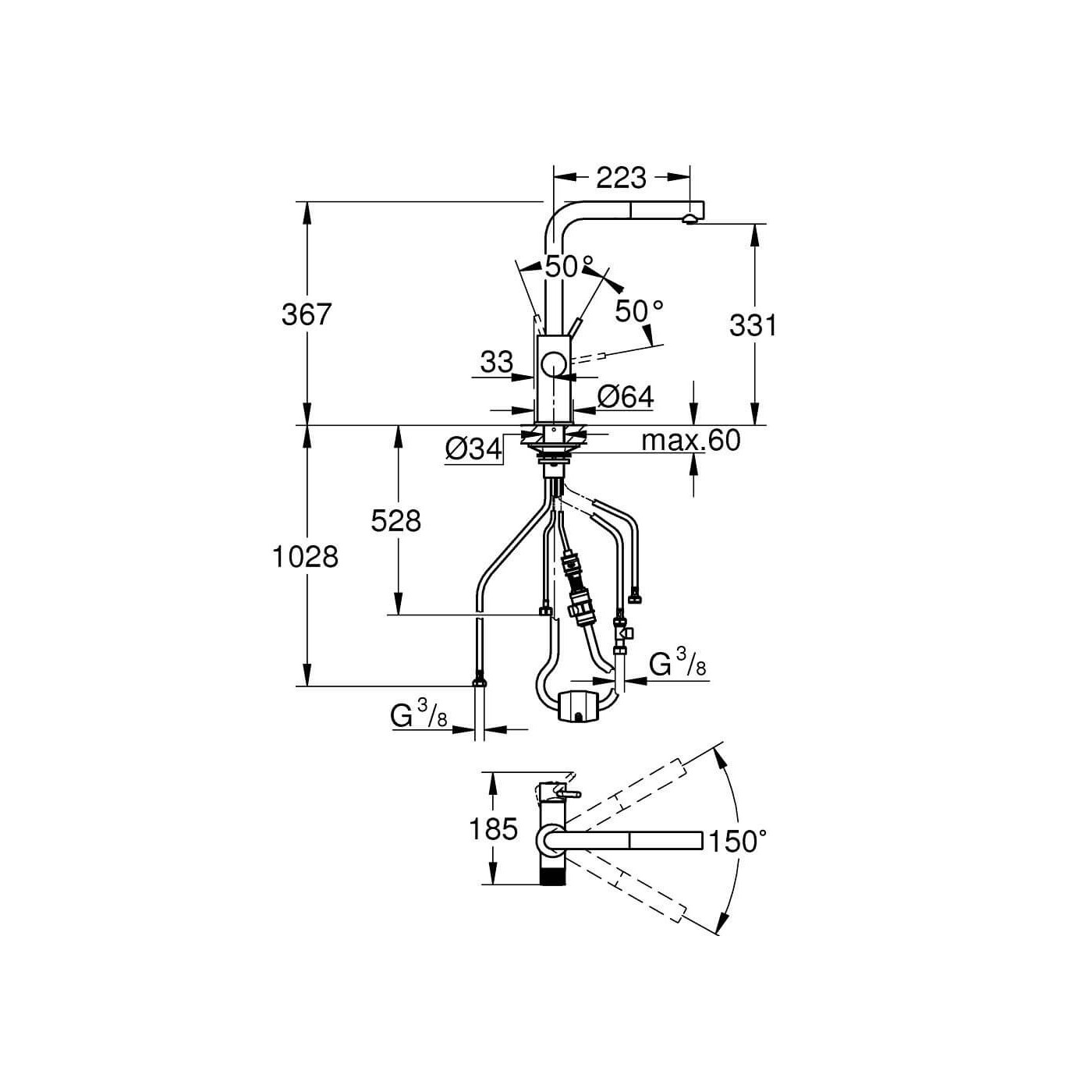 Bateria Filtrująca Z Wyciąganą Wylewką Blue Pure Minta 30590KF0 Grohe